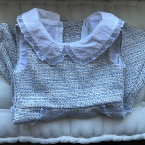 [Janie and Jack] NWT Pale Blue Tweed Dress with White Peter Pan Collar - Size 5